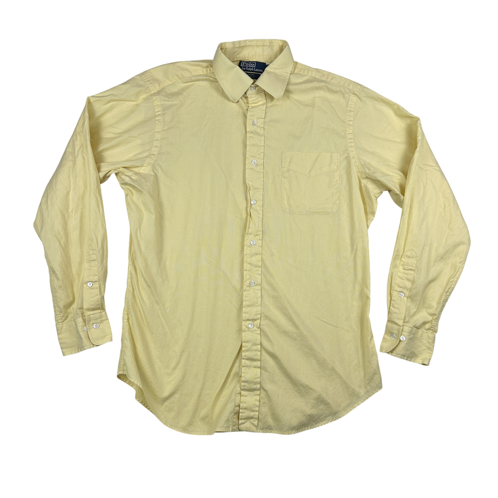 Polo Ralph Lauren Shirt Mens 16 Classic Fit Yellow Button Down Durham Dress